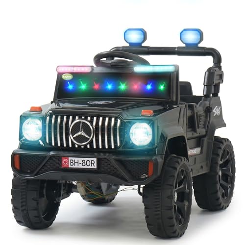 Image of Baybee Zenvor Battery Operated Jeep for Kids with Parental Remote Control | Kids Electric Battery Car with 4x4 Motors, RGB Lights & Music | Rechargeable Electric Car for Kid Aged 2-6 Years (Black)