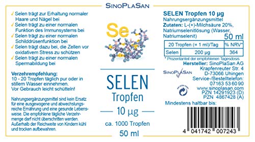 Selen Sinoplasan Tropfen 200 µg – Flüssige Nahrungsergänzung