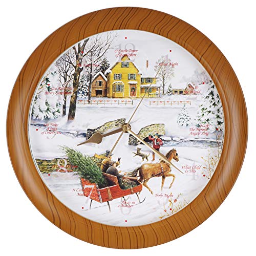 Creative Product JUSTIME 14-inches Sleigh Ride 12 Song of Carols of Christmas Wall Clock Silent Sweep Movement Home Deco Multicolor Unique Gift Selection (WSH Faux Wood) Creative Product JUSTIME 14-inches Sleigh Ride 12 Song of Carols of Christmas Wall Clock Silent Sweep Movement Home Deco Multicolor Unique Gift Selection (WSH Faux Wood)