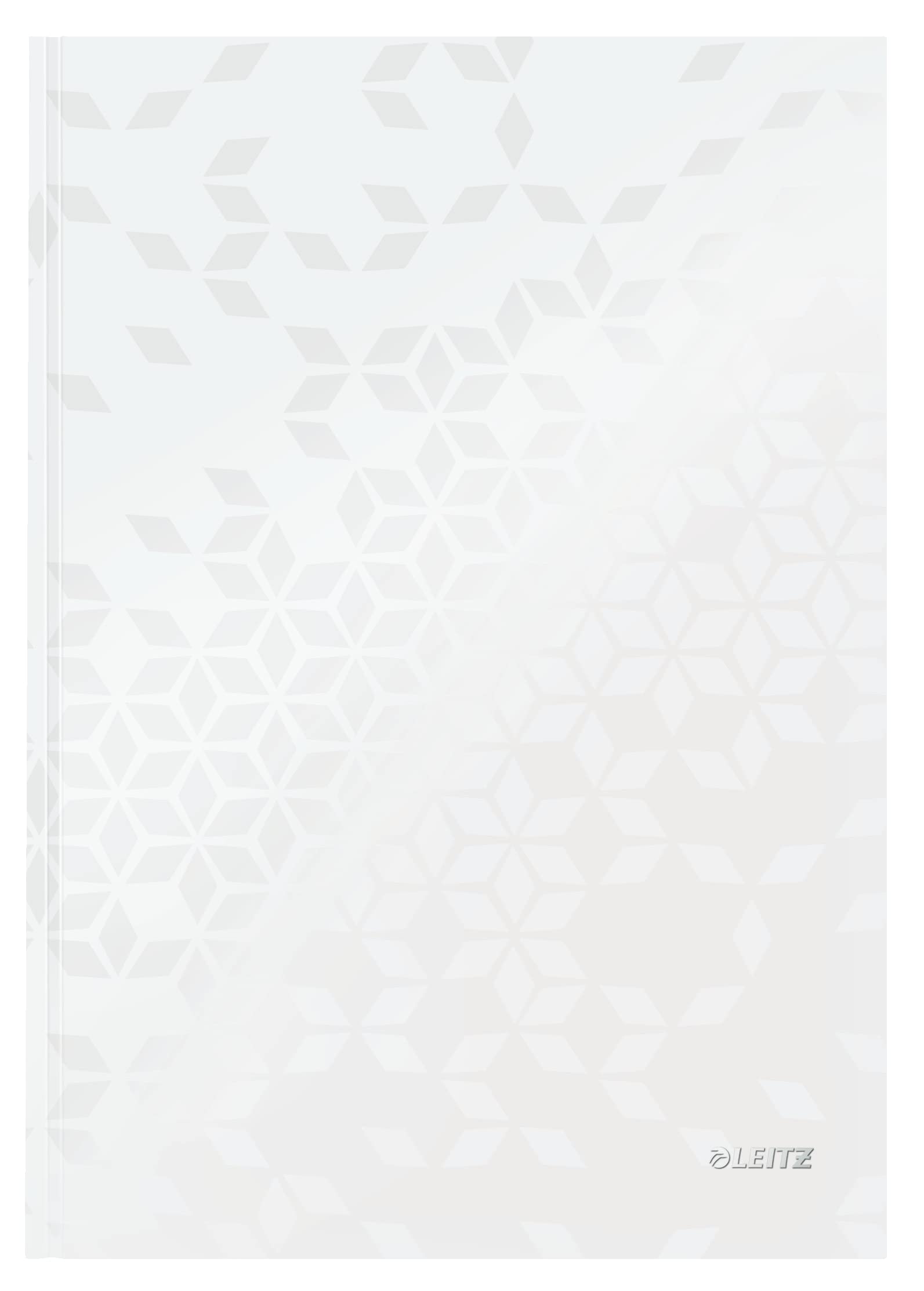 Leitz WOW Notebook A4 Lined, Hardcover, 160 Pages, 80 Sheets of FSC-Certified Paper (80 g/m²), Laminated Cover, Thread Binding, For Office, School or as a Diary, White, 46251001
