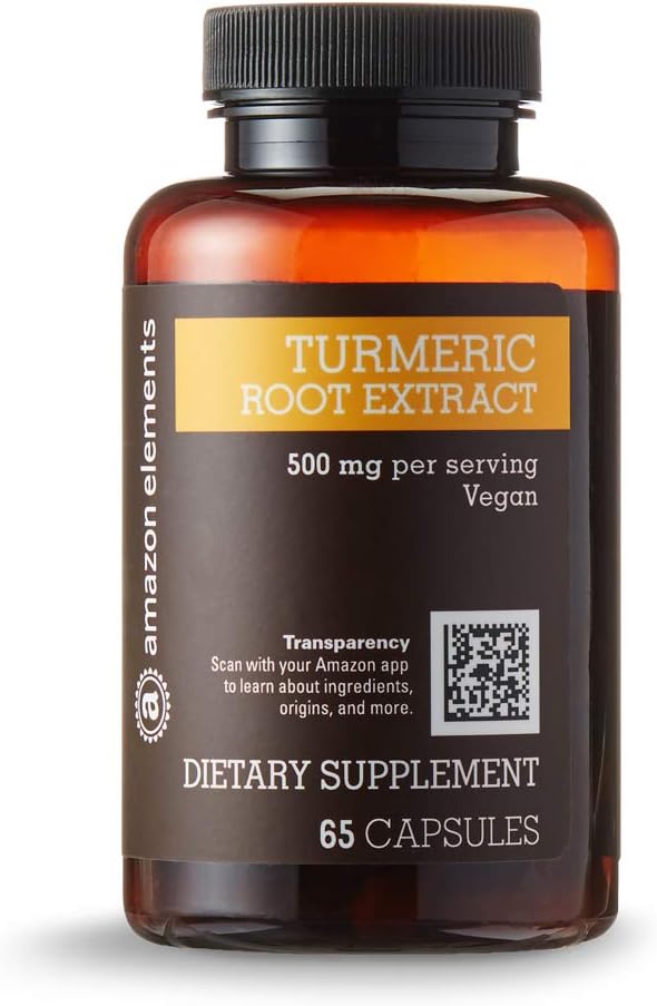 Amazon Elements Turmeric Root Extract 500 mg, Standardized to 95% Curcuminoids, 65 Capsules (2 month supply)