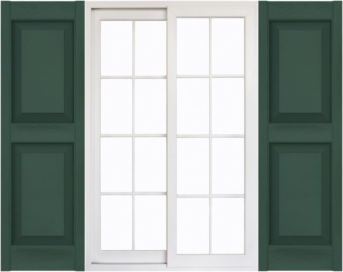 Mid America 00021251028 Standard Size Williamsburg Double Panel Vinyl Shutters, w/Installation Shutter-Lok's & Matching Screws (Per Pair), 028, 12"W x 51"H, Forest Green 12-in. W x 51-in. H Forest Green