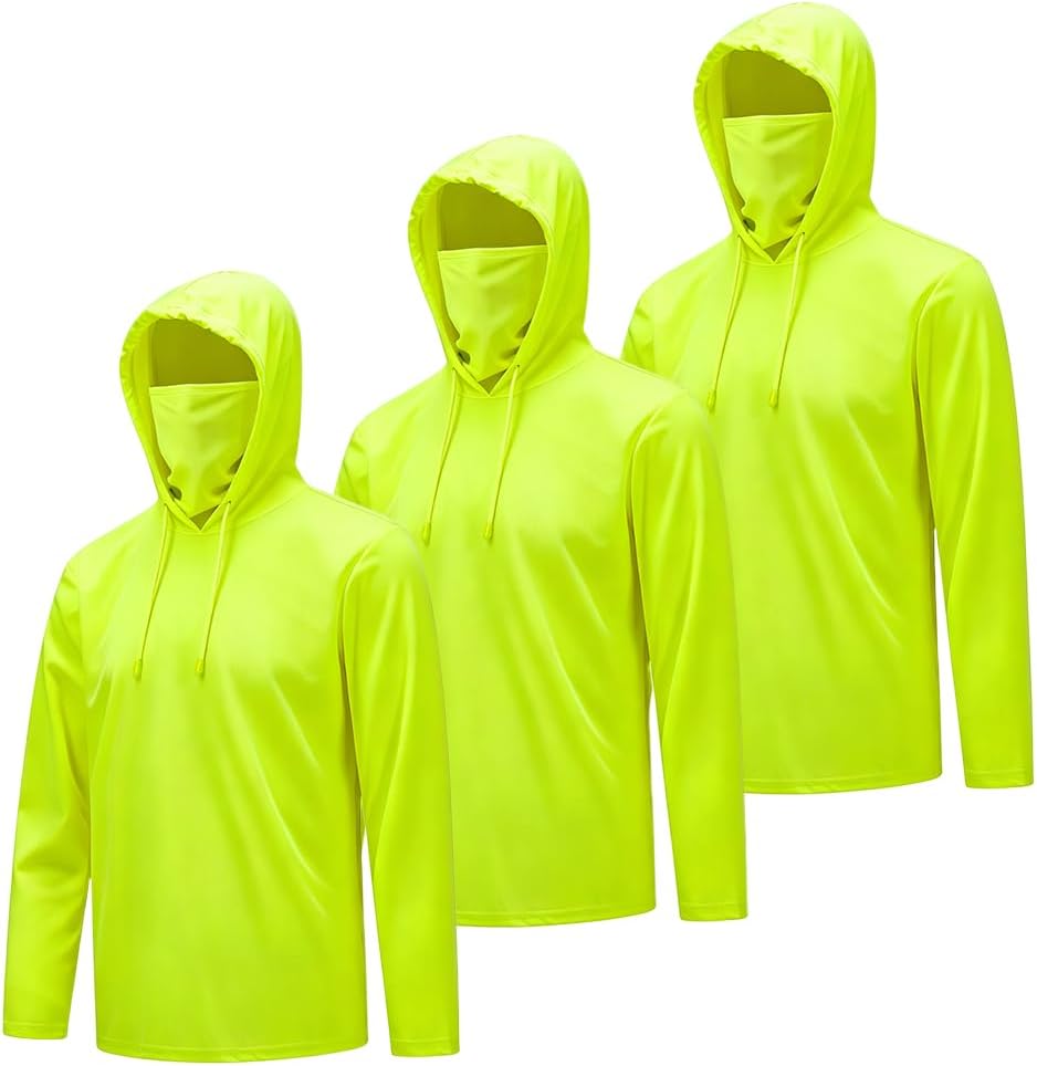 UPF 50+ Men's Sun Protection Hoodie, Long Sleeve with & Without Face Mask