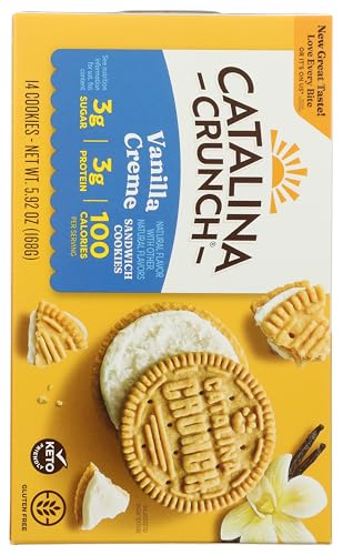 Image of Catalina Crunch Vanilla Creme Sandwich Cookies, 5.9oz (14 cookies) | Low Carb, Low-Sugar, Keto Snacks