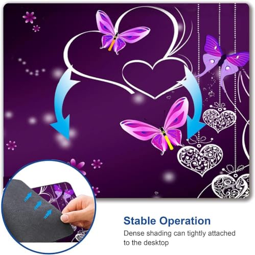 Image of Premium-Textured Mouse Pad, Non-Slip Rubber Base Mousepad for Laptop, Computer & PC, 9.5x7.9 in - Enhanced Precision, Ergonomic Comfort, Ideal for Gaming & Office (Purple Heart Butterfly)