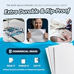 Printer Paper - 8.5" x 11", 10 Mil Waterproof Paper, Laser Printer & Copy Machine Compatible (100 Sheets)