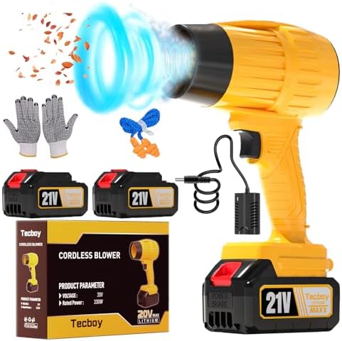 US Charger Included! 20V Cordless Leaf Blower, 2x4.0Ah Batteries & Charger Value Bundle, Lightweight Handheld, Complete Yard Cleaning Kit