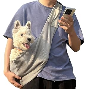 Small Dog Sling,Triple-Layer Breathable Mesh Dog Slings for Small Dogs,Suitable for Small Dogs and Cats,with Adjustable Shoulder Strap and Safety Harness,Puppy Essentials,Grey