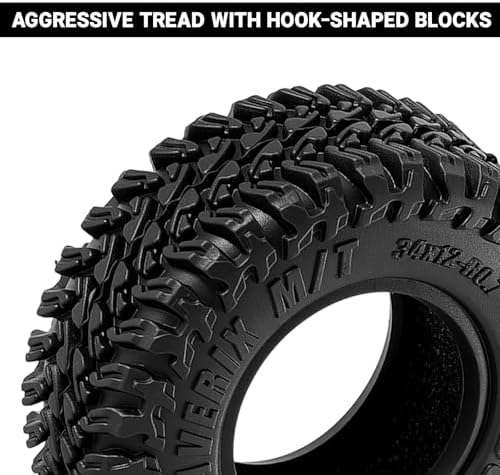INJORA 34 * 12mm 0.7" MAVERIX M/T Tires for 1/30 Axial SCX30 (T7025) — view 2