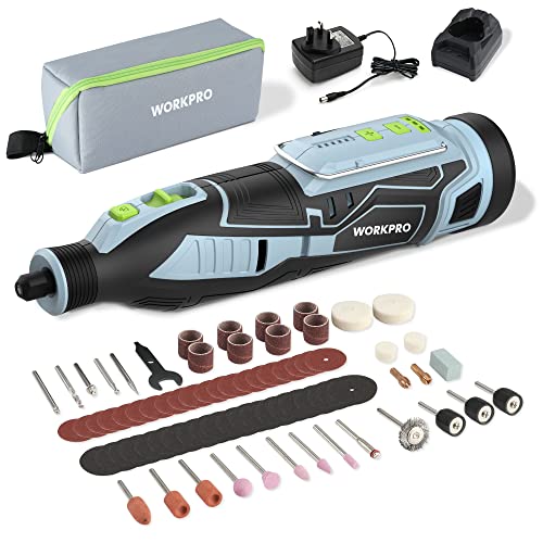 WORKPRO Cordless Rotary Tool kit 12 V Rotary Tool Set with 114 PCS Accessories 5 Gears Variable Speed 7500-32000 RPM Powerful Engraver Sander Polisher Perfect for DIY and Handmade