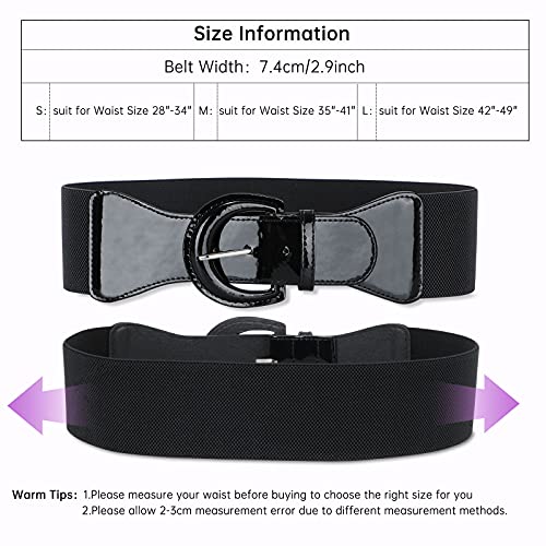 Leacoolkey Women Retro Wide Elastic Waist Belt For Dress Ladies Vintage Cinch Belt Plus Size With Chunky Buckle #TOP4