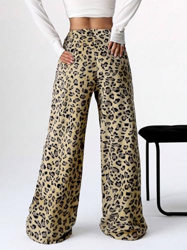 Image of ZAFUL Women's Fuzzy Plush Pajama Pants Wide Leg Pj Bottoms Lounge Pants