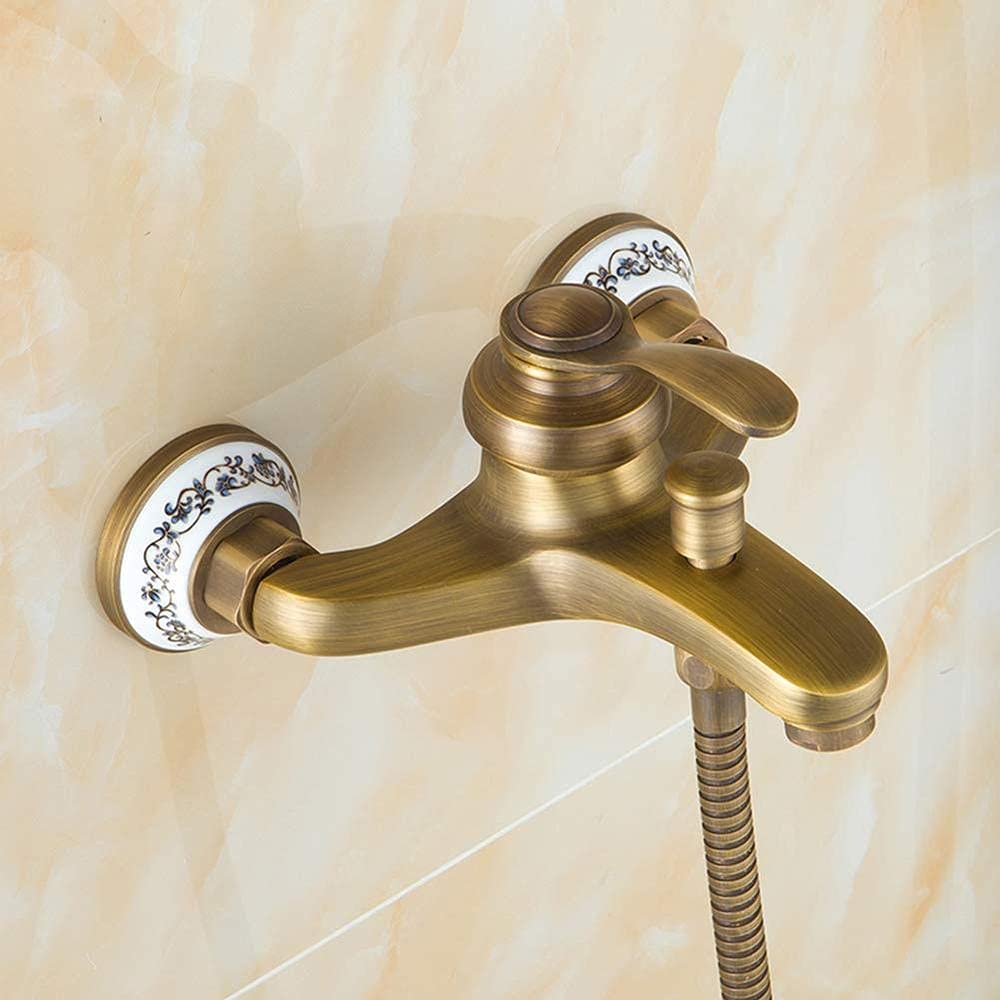 HomeLava Rubinetto per vasca da bagno con doccetta, in ottone retrò, con batteria per vasca da bagno, miscelatore monocomando per vasca da bagno