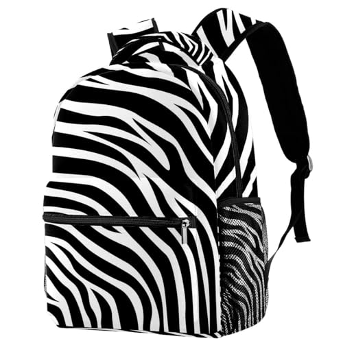 Sac à dos d'école zèbre noir et blanc pour collège et voyage de dimensions 29x20x40cm