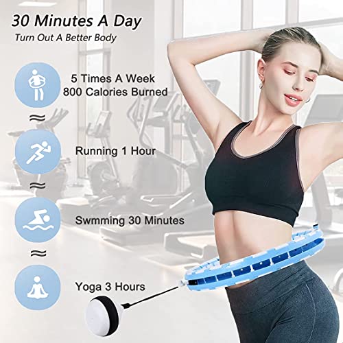 Brebon Weighted Exercise Fit Hoola Hoops, 24 Knots Adjustable Auto-Spinning Fitness Hoops, 2 In 1 Abdomen Fitness Weight Loss Massage Non-Fall For Adults And Kids Exercising(Blue) #TOP3