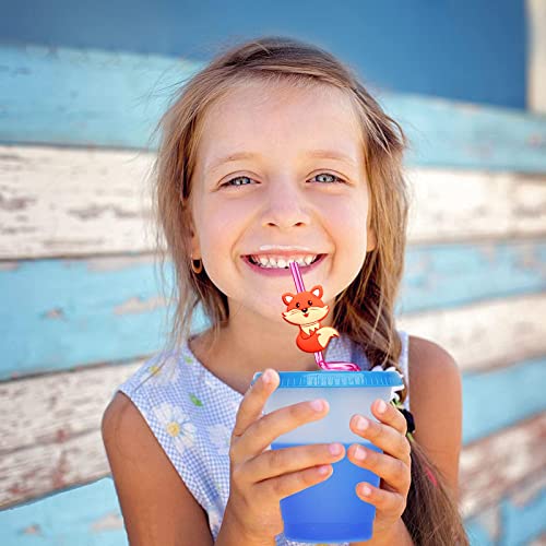 24 Reusable Jungle Animal Plastic Straws For Lion Fox Zebra Giraffe Safari Birthday Party Supplies Favors,Woodland Party Gift Favors With 2 Cleaning Brushes #TOP1