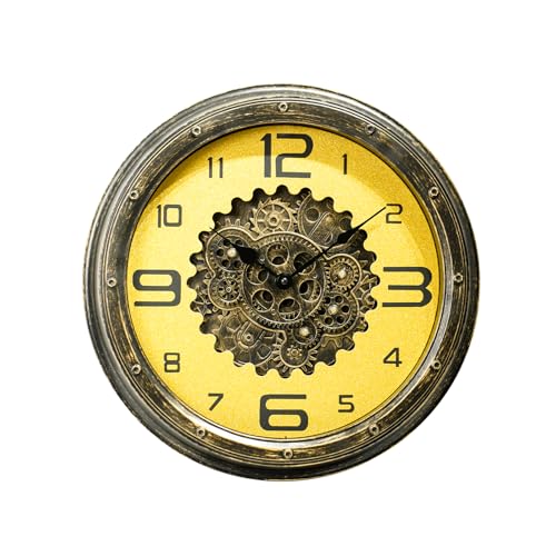 16 inch Large Gear Clock with Real Moving Gears, Steampunk Gold Wall Clock, Suitable for Living Rooms, Offices, Factories, Bedrooms, and Cabins (Gold, 16 inche) by Lanyayun - Used condition - CA$28.81