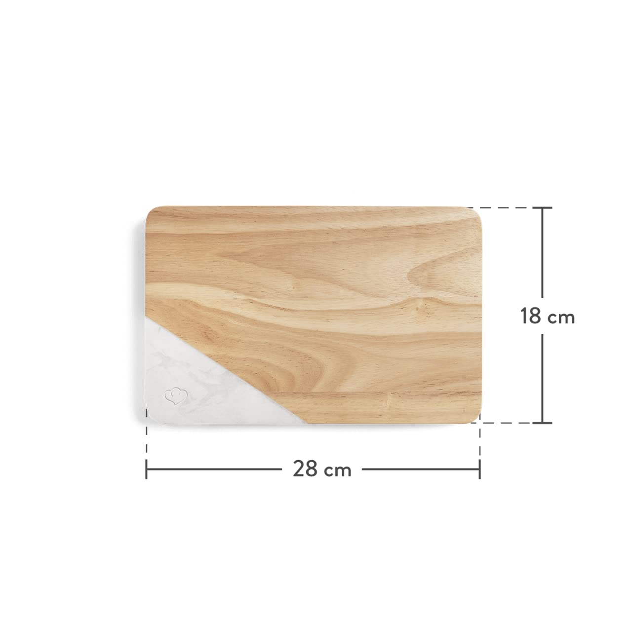 Tabla de desayuno 28 x 18 x 1,5 cm - Juego de 2 piezas - Madera de caucho y mármol