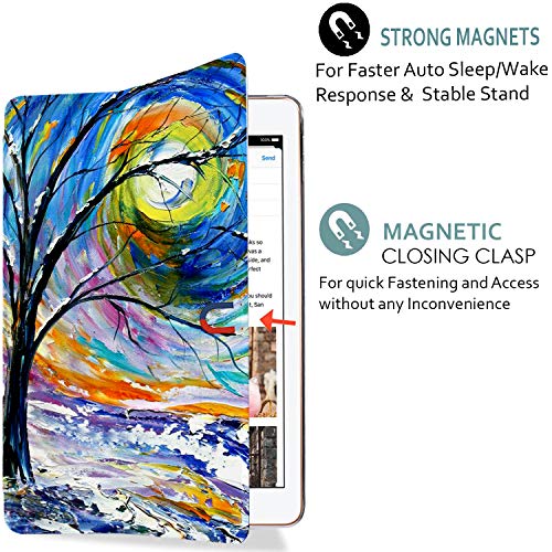 Image of DuraSafe Cases for iPad PRO 12.9 Inch 1st [ Pro 12.9 1 Generation 2015 ] A1652 A1584 ML3Q2HN /A ML3N2HN /A ML3K2HN /A ML0H2HN /A Trifold Printed PC Lightweight Protective Clear Back Cover - Color Emblem