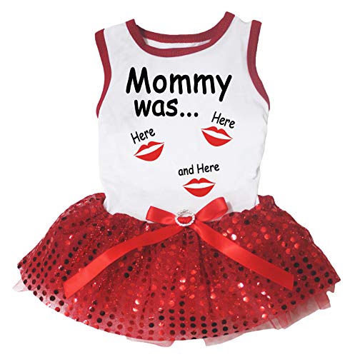 Chemise blanche et tutu rouge pour chiot Maman Was Here