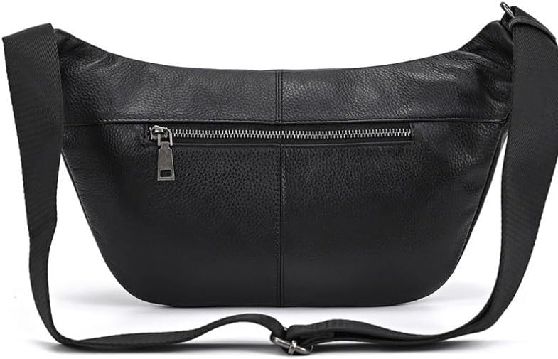 Leather Single Shoulder Crossbody Bag for Men Large Capacity Chest with Casual Design Motorcycle
