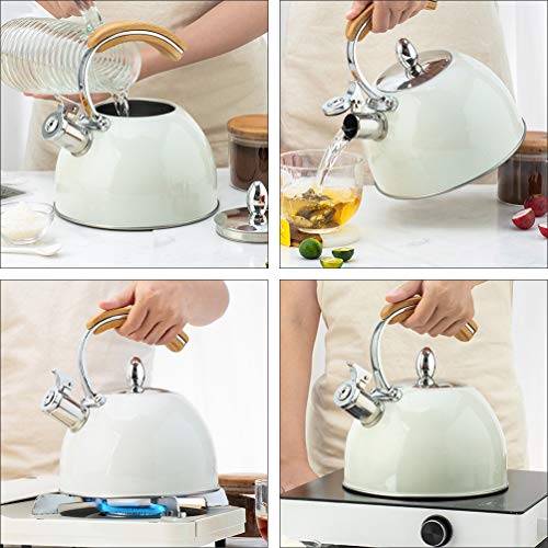 HEMOTON Apito de bule de chá de aço inoxidável, apito, chaleira, fogão, água, utensílios de cozinha