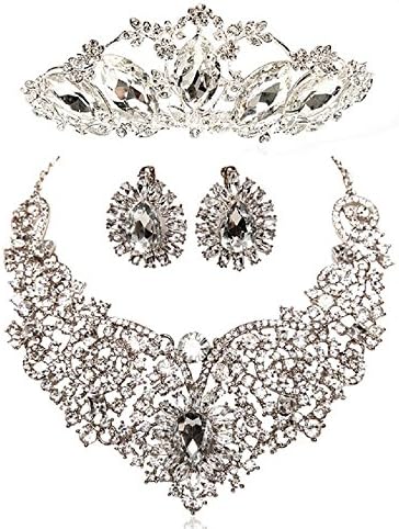 Rhinestone Zircon Jewelry SetsBaroque Bridal Jewelry Sets Bridal necklace Bride Crystal Crown + necklace + earrings