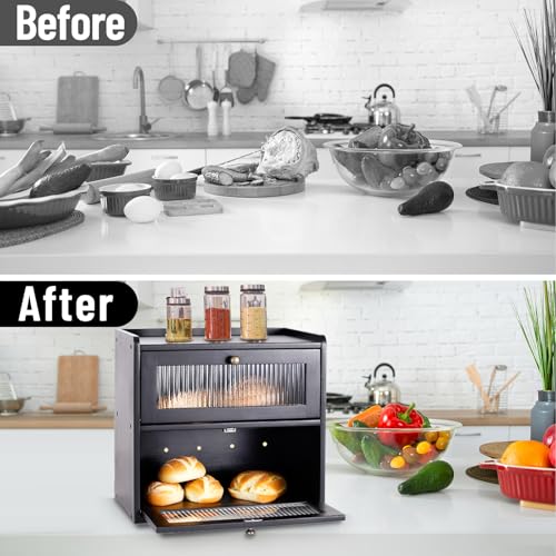 Panera grande doble de madera con puerta magnética para repostería 7