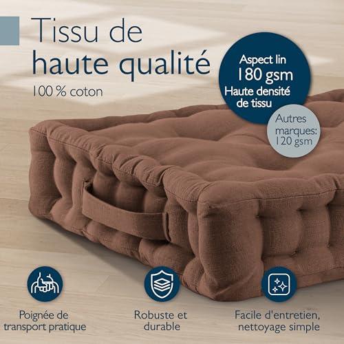 Beautissu Set de 4 Coussins de Sol d'assise Coton avec poignée de Transport – vue 4