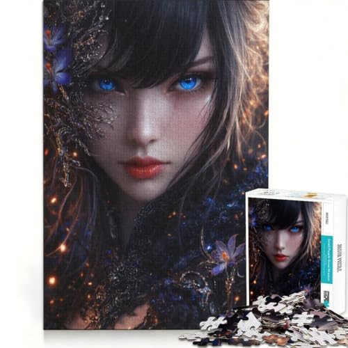 Rompecabezas de 1000 piezas difícil para adolescentes con diseño de chica anime oscura 38x52cm