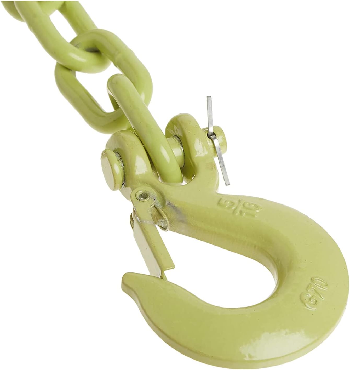 Brush Grubber Tugger Chain Attachment, Heavy-Duty 5.5-Foot Steel Link Pulling Chain with Anti-Backlash Hook for ATV and Lawn Tractor, BG-04, Green