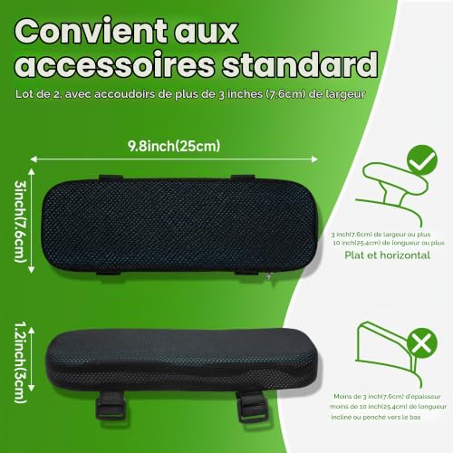 LargeLeaf Accoudoir de Chaise de Bureau avec Coussins de Gel de Refroidissement, Oreiller de Coude et Mousse à Mémoire de Forme - Soulagement de la Pression pour Chaise de Jeu – vue 3