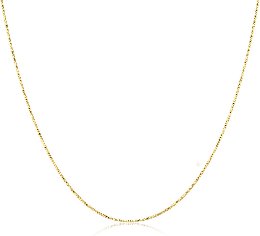 NECOCY Gold Chain Necklace for Women, 14k Gold Plated Thin Beaded Wave Box Chain Necklace Dainty Simple Layered Choker Minimalist Link Chain Trendy Jewelry for Women