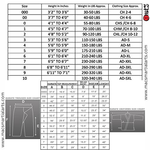 Macs Karate Gi Martial Arts Elastic Drawstring Karate Uniform For Kids & Adult Lightweight Student Gi With Free Belt 0000 (2'9"-3'2"/25 Lbs) #TOP6