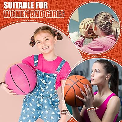 Hanaive 20 Pcs Basketball Hair Accessories Basketball Hair Ties Elastic Ponytail Holders No Crease Ribbon for Team Sport Party(Orange Basketball)