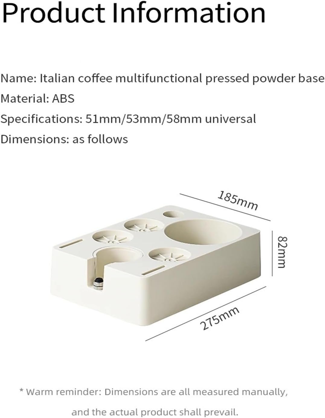 MeLphi Coffee Powder Press, Powder Barrel, Integrated Powder Distributor, Powder Hammer, Handle, Utensil Storage Combination Set(White,51mm)