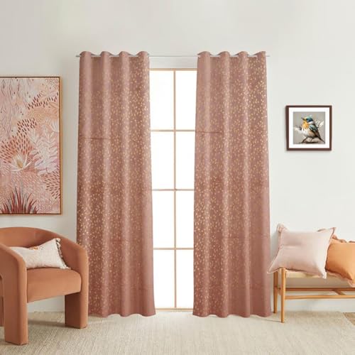 Image of Fabrilia Soft Velvet Printed Long Door Curtains for Living Room /Bedroom (9 Feet, Blush Pink, Pack of 1 Piece)