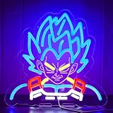 Nacynacy Super Blue Saiyan Anime Neon Sign，Neon Light LED Sign Saiyan Prince for Anime Fans Man Cave Wall Decor Dormitory Decoration USB Powered Dimmable 13 * 12.2inch