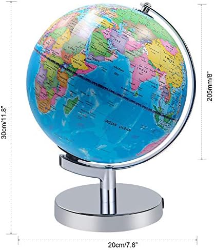 Senders Illuminated World Globe, 2 in 1 Globe Earth and Constellations Built in LED for Illuminated Night View, 8-Inch Educational World Globe for Gift Home Office Desk Decoration