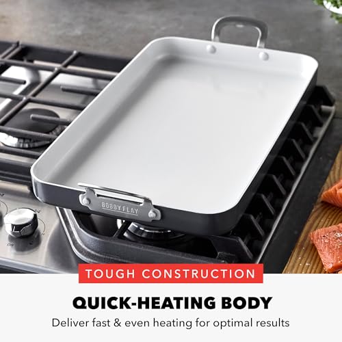 GreenPan x Bobby Flay 18" x 11" Nonstick Double Burner Griddle, PFAS-Free Ceramic Double Stovetop Skillet, Stainless Steel Handles, Dual-Use Cooking, Easy Clean Dishwasher & Oven Safe Pan, Gray by GreenPan - Image 4