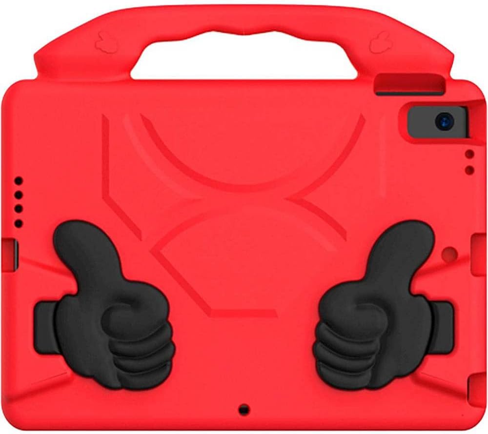 SaharaCase Thumbs Up KidProof Case for Apple iPad 10.2" (9th Generation 2021) [Shockproof Bumper] Rugged Child Protection Antislip Kickstand (Red)