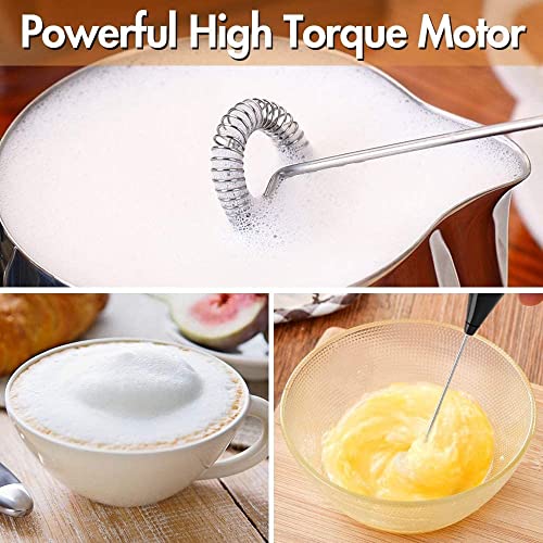 Flowersea998 Milk Frother,Rapid Frother Handheld Battery Operated Foam Maker With Stand And Stainless Steel Whisk For Coffee Frappe,Cappuccino,Latte,Matcha, Bulletproof Coffee (Black) #TOP6