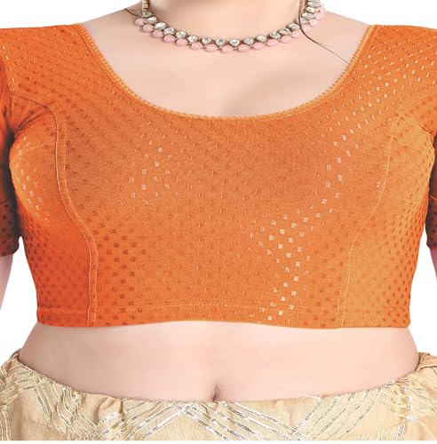 Image of FINESTFIT Stay On Trend Fashion 100% Cotton Readymade Blouses for Women,Round Neckline with Organza Balloon Sleeves.