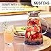 SUSTEAS 2.0 Liter 68oz Glass Pitcher with Lid, Easy Clean Heat Resistant Glass Water Carafe with Handle for Hot/Cold Beverages - Water, Cold Brew, Iced Tea & Juice, With 1 Long-Handled Brush Included