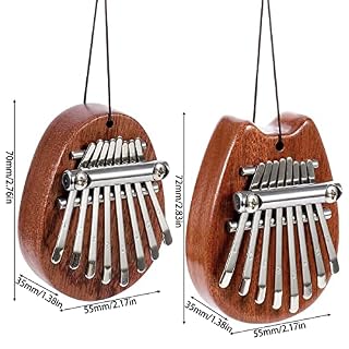 Lot de 2 Piano à Pouce Kalimba à 8 Touches, Mini Piano à Doigt Pouce en Bois Massif Portable avec Cordon, Instrument de… – Image 6