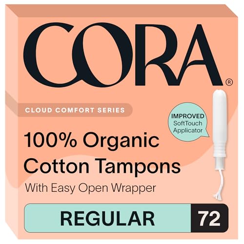 Cora Organic Applicator Tampons, Regular Absorbency, 72
