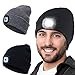 Tutuko LED Beanie Cap Lighted (2 Pack), USB Rechargeable 4 LED Headlamp Cap, Unisex Warm Winter Knitted Hat with LED Flashlight for Hiking, Biking, Camping, Auto Repair, Walking at Night