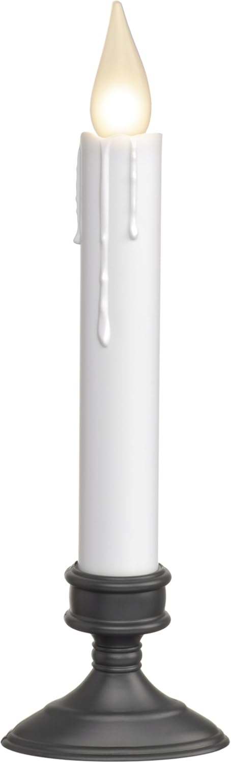 Xodus Innovations FPC1506A-2 8 Inch Battery Operated Hot Spot Window Candle with Scultured Drip Candle, 6 hr Repeating Timer, Aged Bronze Plastic Base, White LED Flame