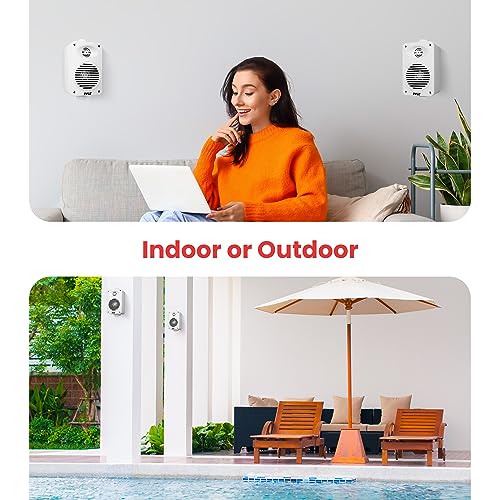 Pyle 200 Watt Bluetooth Indoor Outdoor Speakers Pair - Dual Waterproof 3.5” 2-Way Full Range Speaker System w/ 1/2” High Compliance Polymer Tweeter | Home, Boat, Marine, Deck, Patio, Poolside (White) by Pyle - Image 4