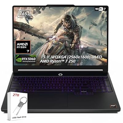 Lenovo Legion 5a 15.3" WQXGA (2560x1600) OLED 165HZ Gaming Laptop, AMD Ryzen 7 250, NVIDIA GeForce RTX 5060, 16GB RAM 512GB SSD, Wi-Fi7, Backlit KB, Win11, Eclipse Black, w/2TB USB Drive, W/GaLiMu